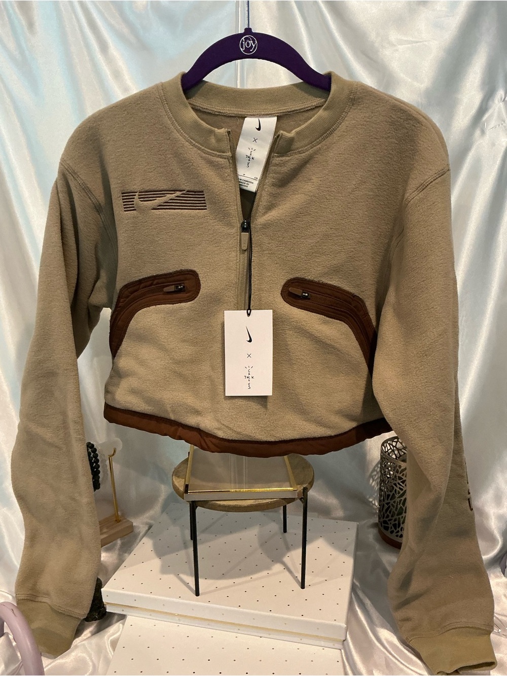 Travis Scott Cactus Jack x Nike Collab Brown Cropped Pullover NWT Retail $140